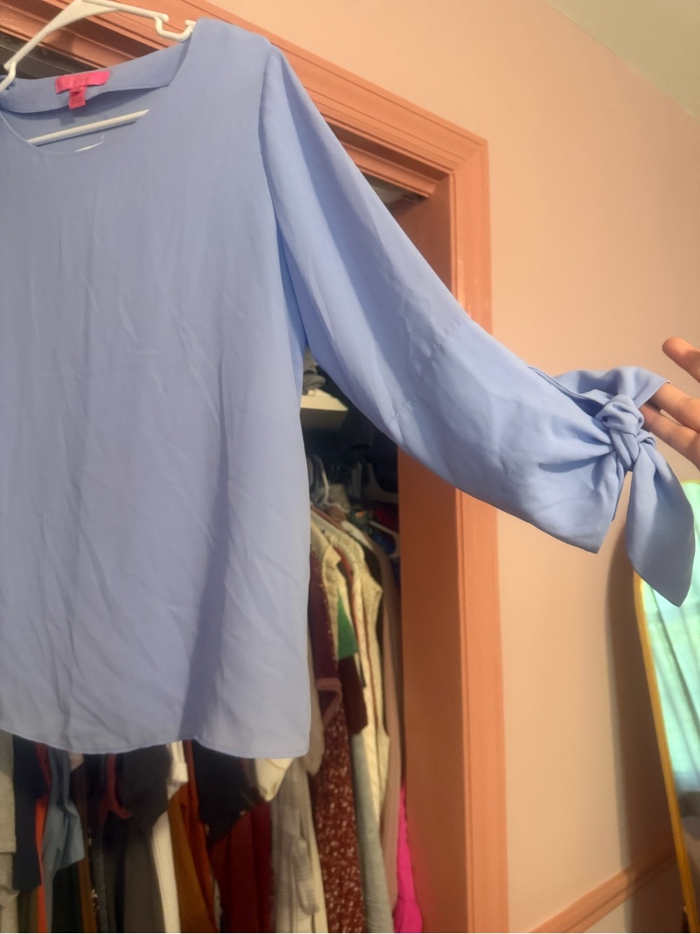 Lilly Pulitzer Light Blue Tie-Sleeve Blouse